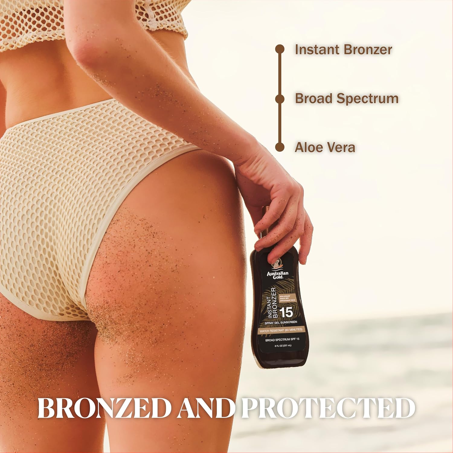 Australian Gold Spray Gel Sunscreen with Instant Bronzer SPF 30, 8 Ounce | Moisturize & Hydrate Skin | Broad Spectrum | Water Resistant | Non-Greasy | Oxybenzone Free | Cruelty Free 24Hr Smart